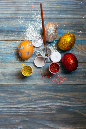 Coloring Easter Eggsの写真素材