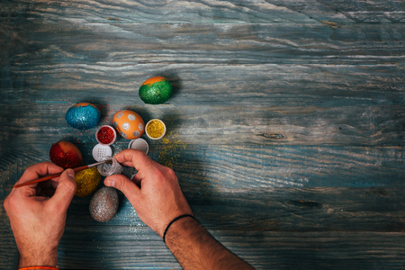 Coloring Easter Eggsの写真素材