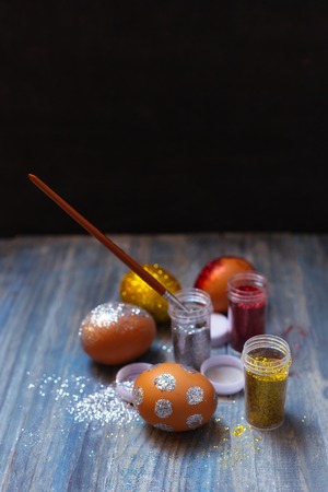 Coloring Easter Eggsの写真素材
