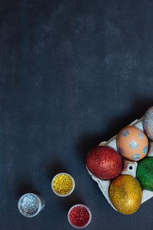 Colorful Easter eggs, happy easterの写真素材