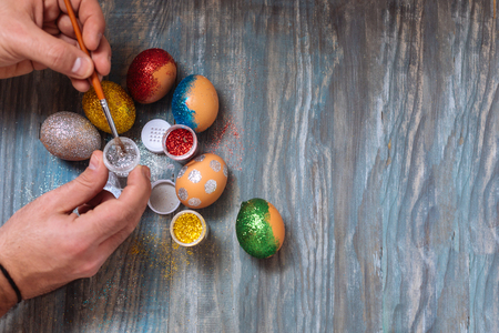 Coloring Easter Eggsの写真素材