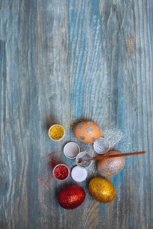 Coloring Easter Eggsの写真素材