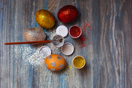 Coloring Easter Eggsの写真素材