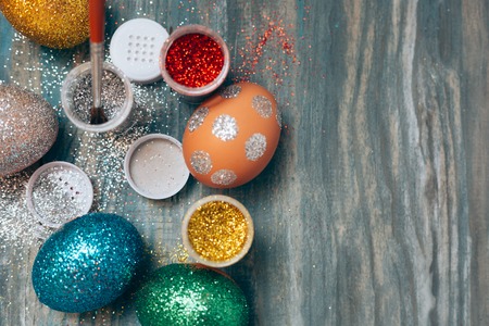 DIY project and new creative idea how to color Easter eggsの写真素材