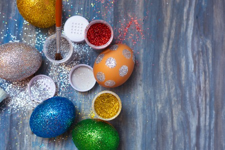 DIY project and new creative idea how to color Easter eggsの写真素材