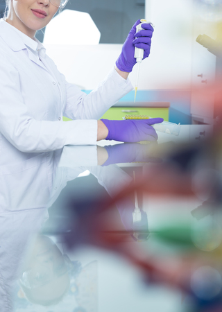 Portrait of a female researcher doing research in a labの写真素材