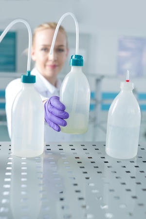 Portrait of a female researcher doing research in a labの写真素材