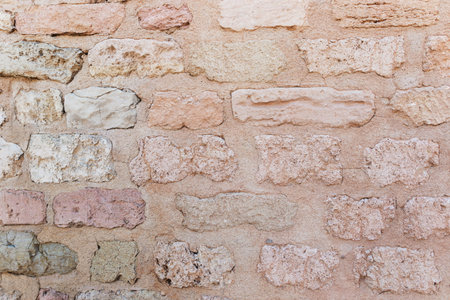 Vanished red brick wall texture grunge background with vignetted corners, may use to interior designの写真素材