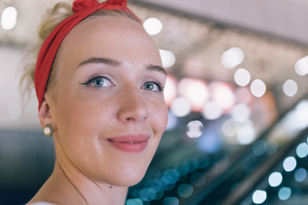 Portrait of a beautiful blonde woman. Recesive genes.の写真素材