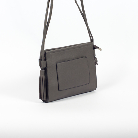 elegant leather ladies handbag isolated on white backgroundの写真素材