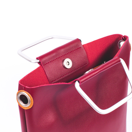 female leather bag isolated on white backgroundの写真素材