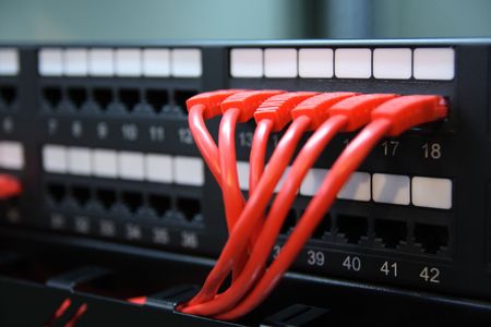 Network device in an industrial rack. の写真素材