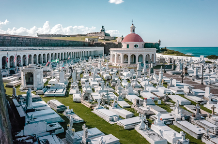 Santa MarÃ­a Magdalena de Pazzis Cemetery and El Morro Castle by the Sea in Old San Juan, Puerto Ricoのeditorial素材