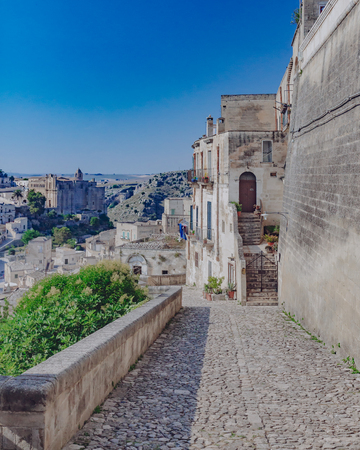 Streets and houses of the sassi of Matera, Italyのeditorial素材