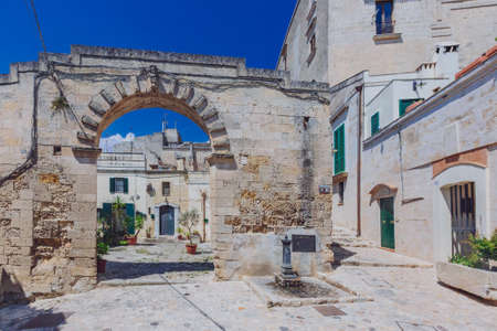 Streets and houses of the sassi of Matera, Italyの写真素材