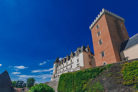 View of the Chateau de Pau against blue sky, in the city centre of Pau, Franceのeditorial素材
