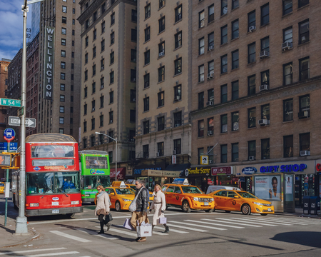 New York City, USA - Jan. 2, 2016: View of streets and buildings of Manhattanのeditorial素材