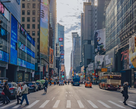 New York City, USA - Jan. 2, 2016: View of streets and buildings of Manhattan