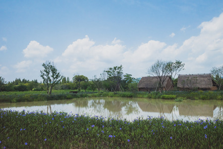 Landscape around Archaeological Ruins of Liangzhu City, in Hangzhou, Chinaのeditorial素材