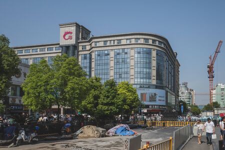 Hangzhou, China - May 20, 2019: Road construction work at Xueshi Roadのeditorial素材