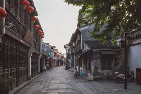 Nanxun, Zhejiang, China - 24 May 2019: Empty road with traditional Chinese architecture in Nanxun Old Townのeditorial素材