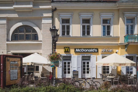 July 27, 2019 - Novi Sad, Serbia: McDonalds restaurant at LIberty Square in city center of Novi Sadのeditorial素材