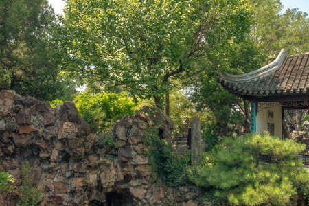Traditional Chinese garden scenery at Lion Grove Garden (Shizilin) in Suzhou, Chinaのeditorial素材