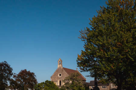 View of Saint James Catholic Church in town center of Reading, United Kingdomの写真素材