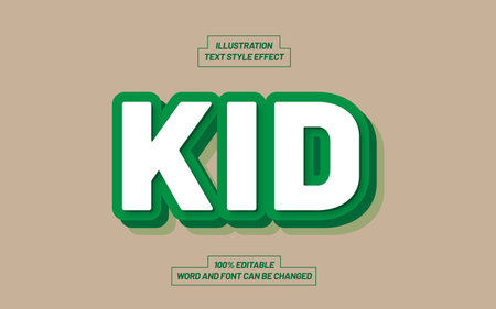 Kid Green Bold 3D Text Style Effect Mockup