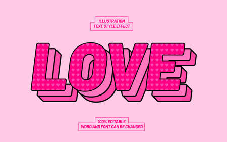 Pink Love Text Style Effect Mockupのイラスト素材