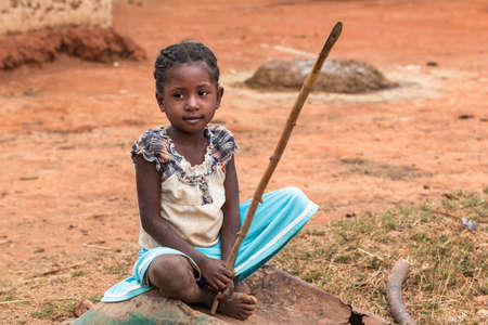 Shy pretty african girl portraitのeditorial素材
