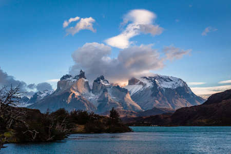 Lake Pehoe in Torres del Paine national parkの写真素材