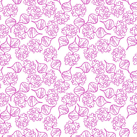 Radish seamless pattern. Vegetable endless texture. Beetroot background.のイラスト素材