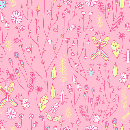 Seamless floral pattern background. Summer flower texture.のイラスト素材