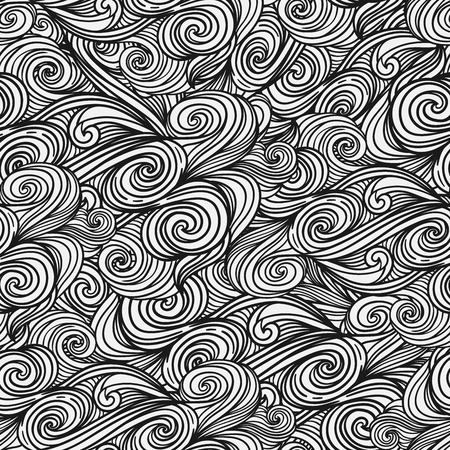 Seamless vector wavy background. Curly endless texture. Tiling background with swirls.のイラスト素材