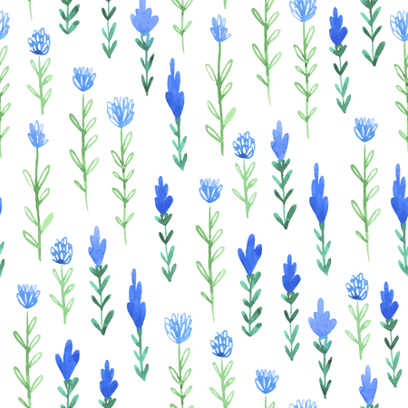 Watercolor sketch summer flower pattern. Vector trace vintage nature seamless background.のイラスト素材