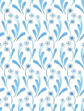 Watercolor sketch summer flower pattern. Vector trace vintage nature seamless background.のイラスト素材