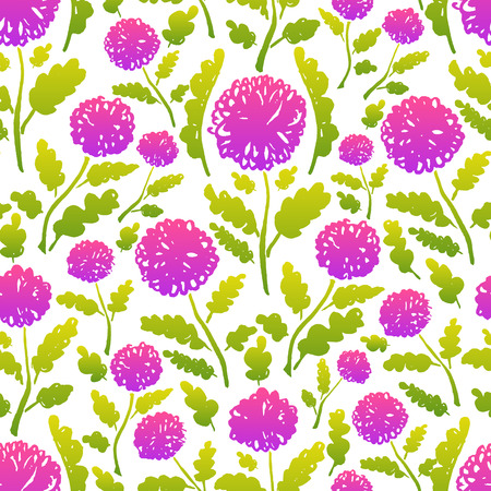 Watercolor sketch summer wild flower pattern. Vector trace nature seamless background.のイラスト素材