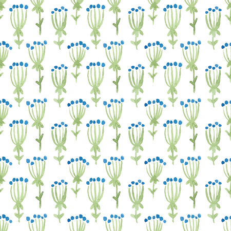 Watercolor sketch summer flower pattern. Vector trace vintage nature seamless background.のイラスト素材