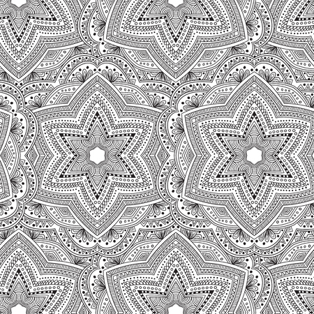 Seamless tribal mandala pattern background. Mediative zentangle creative illustration.のイラスト素材