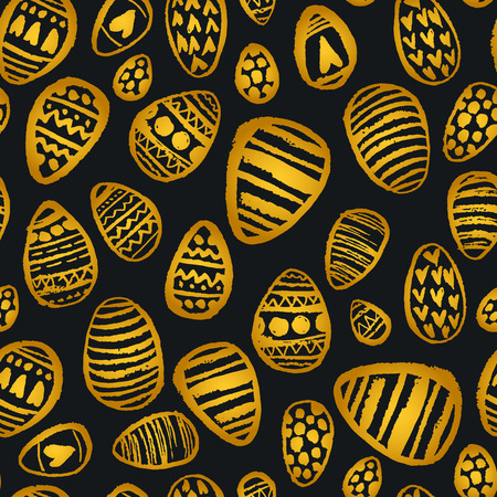 Watercolor spring shiny egg pattern. Vector vintage nature seamless background for Ester holidays.のイラスト素材