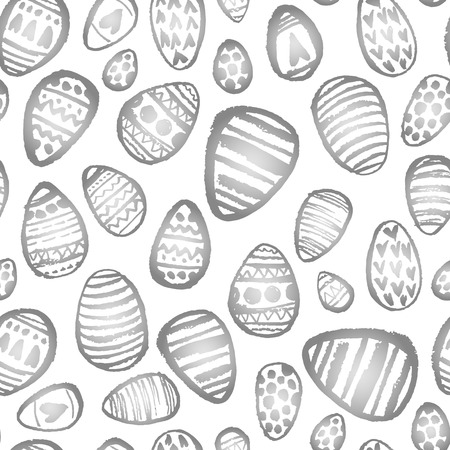 Watercolor spring shiny egg pattern. Vector vintage nature seamless background for Ester holidays.のイラスト素材