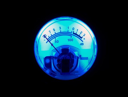 Blue vu meter isolated on black