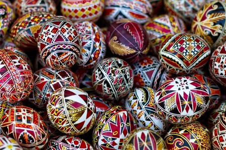 Different handmade painted easter eggs from Romania