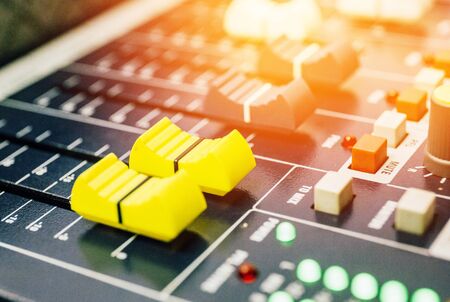 Close up shot with a professional sound mixer vintage toneの写真素材