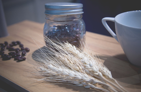 ingredient material of bakery wheat on tableの写真素材