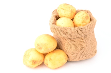 Potatoes on a white backgroundの写真素材