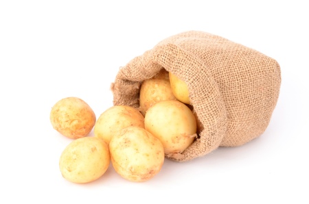 Potatoes on a white backgroundの写真素材