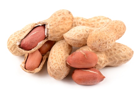 Peanuts on a white background