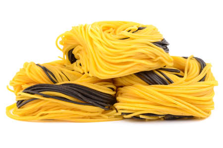 homemade noodles yellow and blackの写真素材